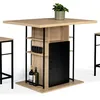 Image de IDMarket Île centrale UGO de 110 cm en bois noir et imitation hêtre avec conteneurs au design industriel