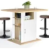 Image de IDMarket - Île centrale UGO 110 cm en bois blanc et imitation hêtre avec espace de rangement