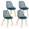 Image de IDMarket - Lot de 4 chaises Mandy Bleu Canard pour Salle à Manger
