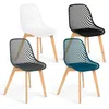 Image de IDMarket - Lot de 4 chaises Mandy Mix Color Blanc, Gris, Bleu Canard et Noir