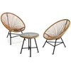 Image de IDMarket - Salon de Jardin Izmir Table et 2 fauteuils Oeuf Cordage Effet rotin