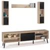 Image de IDMarket - Ensemble meuble TV 180 cm et étagères Houston bois et noir