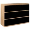 Image de IDMarket - Commode 6 tiroirs TOMI 110 cm Bois façon hêtre et Noir