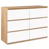 Image de IDMarket - Commode 6 tiroirs TOMI 110 cm Bois façon hêtre et Blanc