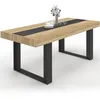 Image de IDMarket Phoenix Table à manger pour 10 personnes en bois avec bande centrale noire 200 cm