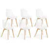 Image de IDMarket - Lot de 6 chaises Mandala blanches pour salle à manger
