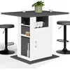 Image de IDMarket - Ilot Central UGO 110 cm Plateau Bois Gris et Blanc avec rangements