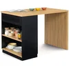 Image de IDMarket - VITO 130 cm noir île centrale 4 places avec plateau en bois
