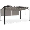 Image de IDMarket Pergola Luxe Edition - Lames pivotantes 3 x 4 m + 4 volets roulants - Taupe