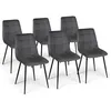 Image de IDMarket Lot de 6 chaises Mila en velours gris foncé pour salle à manger