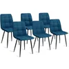 Image de IDMarket - Lot de 6 chaises Mila en velours bleu pour salle à manger