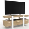 Image de IDMarket - Meuble TV 116 cm Phoenix avec tiroirs Bois et Blanc