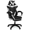 Image de IDMarket - Chaise de jeu réglable Alex avec repose-pieds, coussins de tête et de lombaire noir et blanc