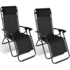 Image de IDMarket - Lot de 2 fauteuils de Jardin inclinables Relax Grand Confort Noir