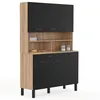 Image de IDMarket - Buffet de cuisine 120 CM CINA 6 portes + tiroir façon hêtre et noir