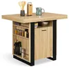 Image de IDMarket PHOENIX 110 cm, îlot central en bois et noir avec meubles de rangement