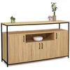 Image de IDMarket - Buffet 4 portes 140 cm Detroit avec niche design industriel