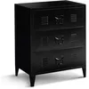 Image de IDMarket - Commode Ester 60 cm 3 tiroirs métal Noir Design Industriel