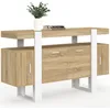 Image de IDMarket - Buffet Phoenix 140 cm 4 portes, bois et blanc
