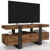 Image de IDMarket Meuble TV 116 cm Phoenix avec tiroirs, imitation bois vieilli et noir