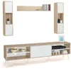 Image de IDMarket - Ensemble meuble TV 180 cm et étagères Houston en bois et blanc