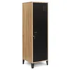 Image de IDMarket - Armoire vestiaire ESTER bois porte métal noir design industriel