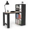 Image de IDMarket - Bureau bibliothèque Ben avec étagères Noir et façon hêtre
