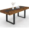 Image de IDMarket - Table à Manger Extensible Rectangle Phoenix 4-8 Personnes Bois Effet Vieilli et Noir Bande Centrale Noire 160-200 cm