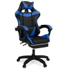 Image de IDMarket - Chaise de jeu ALEX réglable avec repose-pieds, coussin de tête et coussin lombaire en noir et bleu