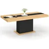Image de IDMarket - Table à manger rectangulaire extensible Eden 6-10 personnes en bois et noir à rayures centrales noires 160-200 cm