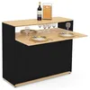 Image de IDMarket - Meuble de bar extensible en table à manger 2 personnes VITO noir et plateau bois
