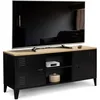 Image de IDMarket - Meuble TV 113 cm Ester 2 Portes métal Noir et Plateau Bois Design Industriel