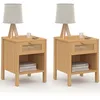 Image de IDMarket - Lot de 2 Tables de Chevet EDHEN 1 tiroir avec Niche cannage et Bois