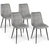 Image de IDMarket Lot de 4 chaises de salle à manger MILA en velours gris clair