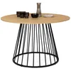 Image de IDMarket - Table à Manger Ronde Yuna 6 Personnes Plateau Bois et Pied Filaire en métal Noir 110 cm