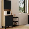 Image de IDMARKET Buffet de cuisine CINA 2 portes + tiroir façon hêtre et noir