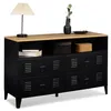 Image de IDMarket - Commode 4 tiroirs Ester 115 cm métal Noir et Plateau façon hêtre avec Niche Design Industriel