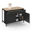Image de IDMarket - Ilot Central 120 cm Campagne ISIS Plateau Bois façon hêtre et Noir