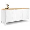 Image de IDMarket - Meuble bas Ester de 113 cm avec 3 portes en métal blanc, plateau en bois, design industriel