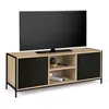 Image de IDMarket - Meuble TV 140 cm Boston 2 Portes Noires Design Industriel