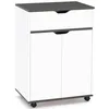 Image de IDMarket - Buffet COSY avec tiroir en bois blanc et étagères grises L.60 CM