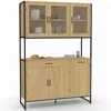 Image de IDMarket - Buffet de Cuisine vitré 120 CM Detroit Meuble vaisselier 6 Portes Design Industriel + tiroir
