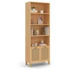 Image de IDMarket - Etagère bibliothèque 4 Niveaux avec Placard EDHEN cannage et Bois