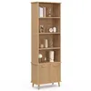 Image de IDMarket - Bibliothèque à 4 niveaux avec armoire JULIETTE à lattes couleur chêne