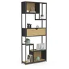 Image de IDMarket - Etagère bibliothèque 6 Niveaux asymétrique Detroit avec tiroir Design Industriel 161 cm