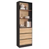 Image de IDMarket - CARLA Bibliothèque à 3 niveaux avec 3 tiroirs noirs et effet bois H.190 cm