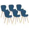 Image de IDMarket - Lot de 6 chaises ROBINE en Tissu Bleu Canard pour Salle à Manger