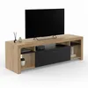 Image de IDMarket - Meuble TV 140 cm Malo Bois et Placard Noir