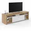 Image de IDMarket - Meuble TV 140 cm Malo Bois et Placard Blanc