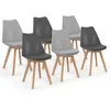 Image de IDMarket - Lot de 6 chaises scandinaves SARA Mix Color Gris foncé x3 et Gris Clair x3